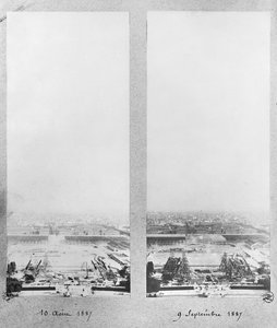 Deux vues de la construction de la tour Eiffel, Paris, 10 août et 9 septembre 1887 - French Photographer